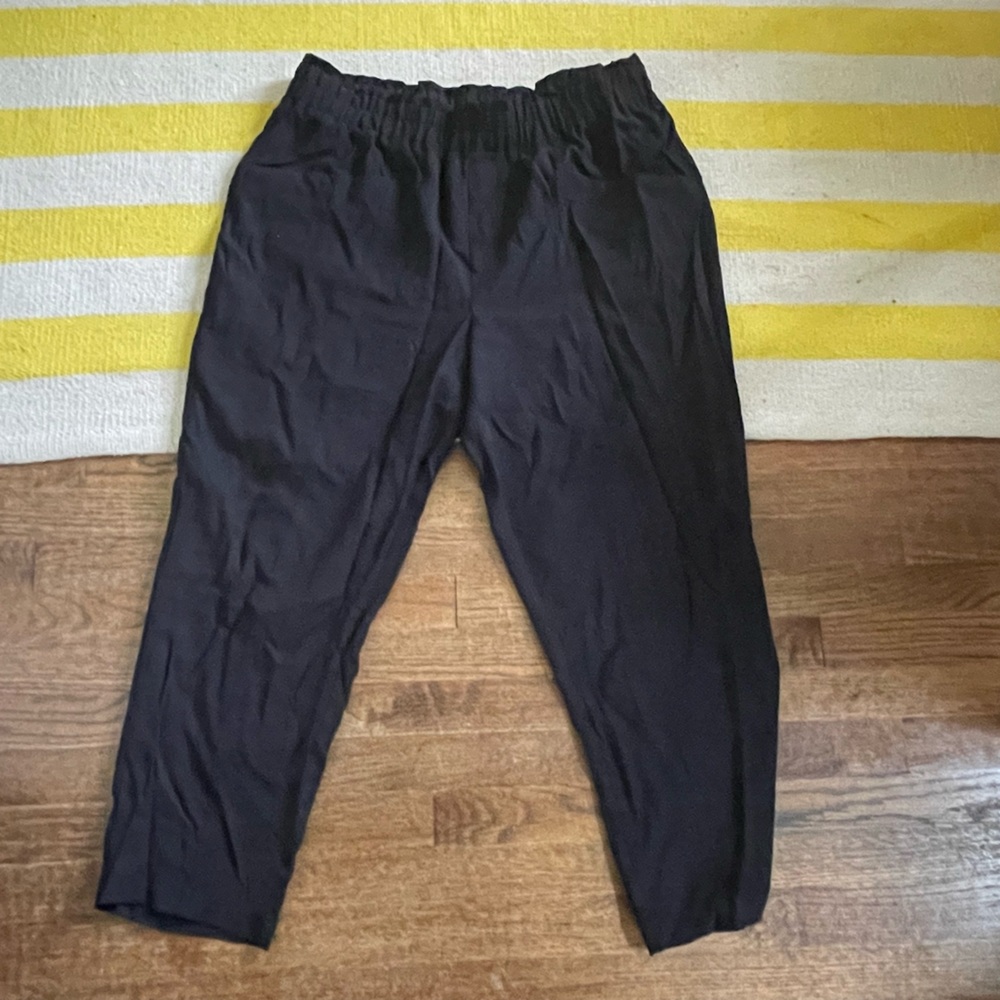 Black pants with paper bag waist
